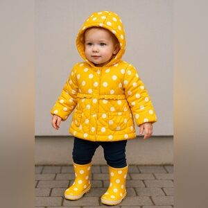Yellow Polka Dot Hooded Jacket